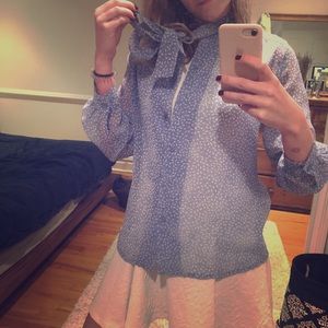 Blue Polkadot Blouse | Business Cash | boho prep